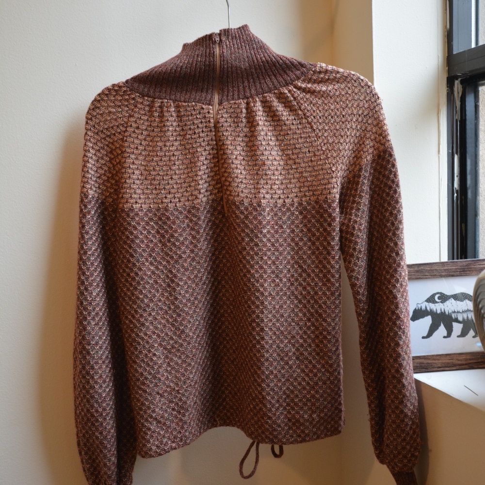 Vintage Knit Brown Turtleneck Sweater from VII Medium